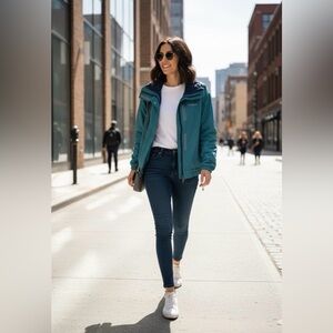 Vintage Columbia Teal & Navy Windbreaker Jacket | Retro Outdoors | size Small